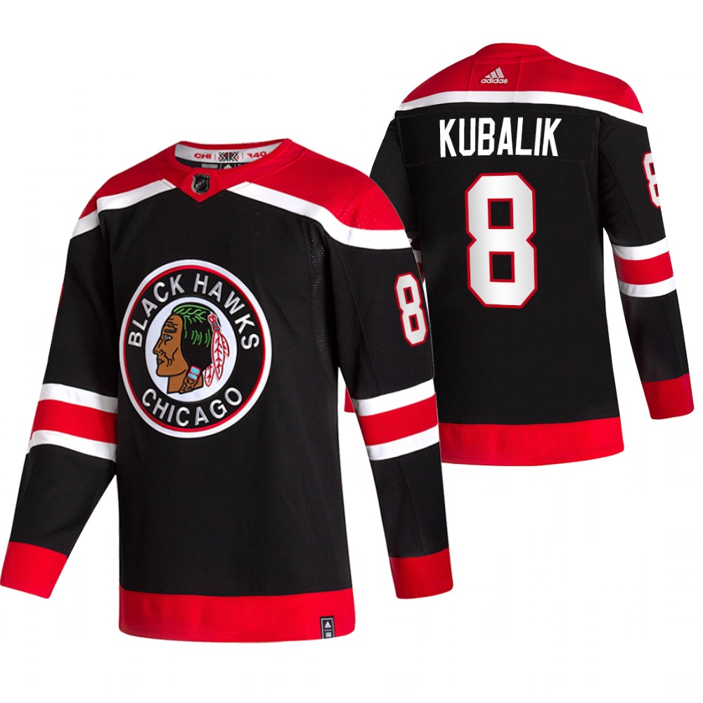 2021 Adidias Chicago Blackhawks #8 Dominik Kubalik Black Men Reverse Retro Alternate NHL Jersey